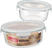 Glazen dozenset rond, 2 stuks