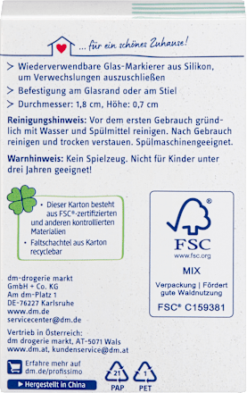 Glasmarkierer Silikon neutral Sommerliebe, 6 St
