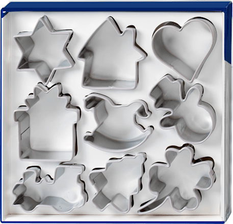Koekjesvormpjes met siliconen rand, neutraal, 9 stuks