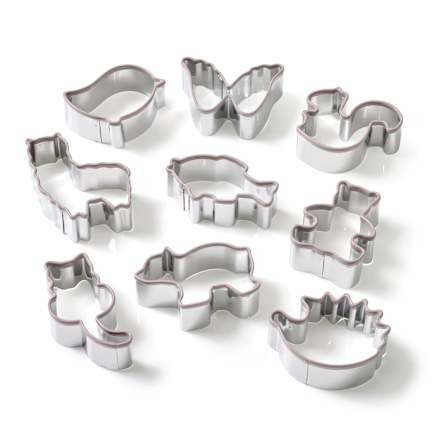 Koekjesvormpjes met siliconen rand, dieren, 9 stuks