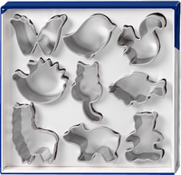 Koekjesvormpjes met siliconen rand, dieren, 9 stuks