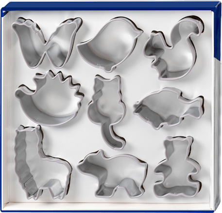 Koekjesvormpjes met siliconen rand, dieren, 9 stuks