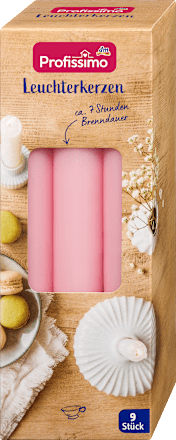 Leuchterkerzen rosa, 9 St
