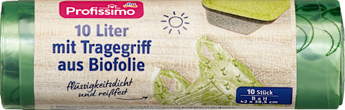 Afvalzakken 10 l met draagbeugel van biofilm, 10 stuks