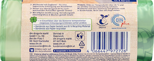 Müllbeutel 10 l mit Zugband aus Biofolie, 10 St
