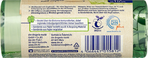 Afvalzakken 10 l met trekkoord van biofilm, 10 stuks