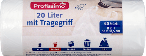 Müllbeutel 20 l mit Tragegriff, 40 St