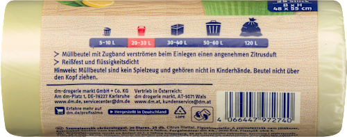 Müllbeutel 20 l mit Zugband & Zitrusduft, 25 St