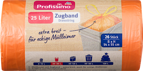 Müllbeutel 25 l mit Zugband, 26 St