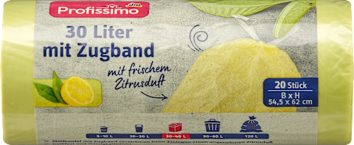 Vuilniszakken 30 l met trekkoord &amp; citrusgeur, 20 stuks
