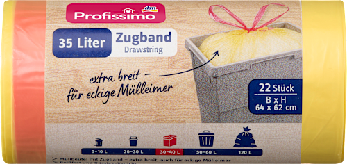 Müllbeutel 35 l mit Zugband, 22 St