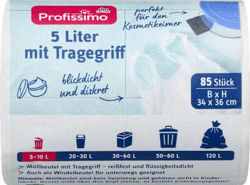 Afvalzakken 5 l met draagbeugel, 85 stuks