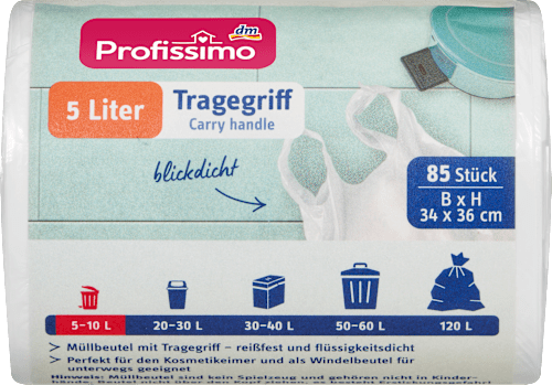 Müllbeutel 5 l mit Tragegriff, 85 St