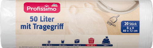 Afvalzakken 50 l met draagbeugel, 20 stuks