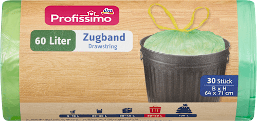 Profissimo Müllbeutel 60 l mit Zugband, 30 St