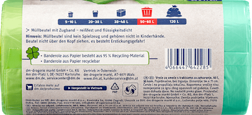 Afvalzakken 60 l met trekkoord, 30 stuks