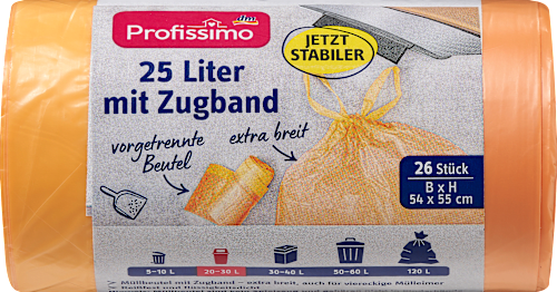 Prof. 25 l Müllbeutel mit Zugband, 26 St Profissimo