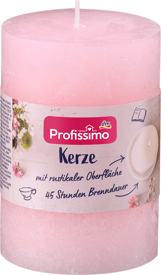 Bougie rustique Profissimo 100/68 rose, 1 pièce