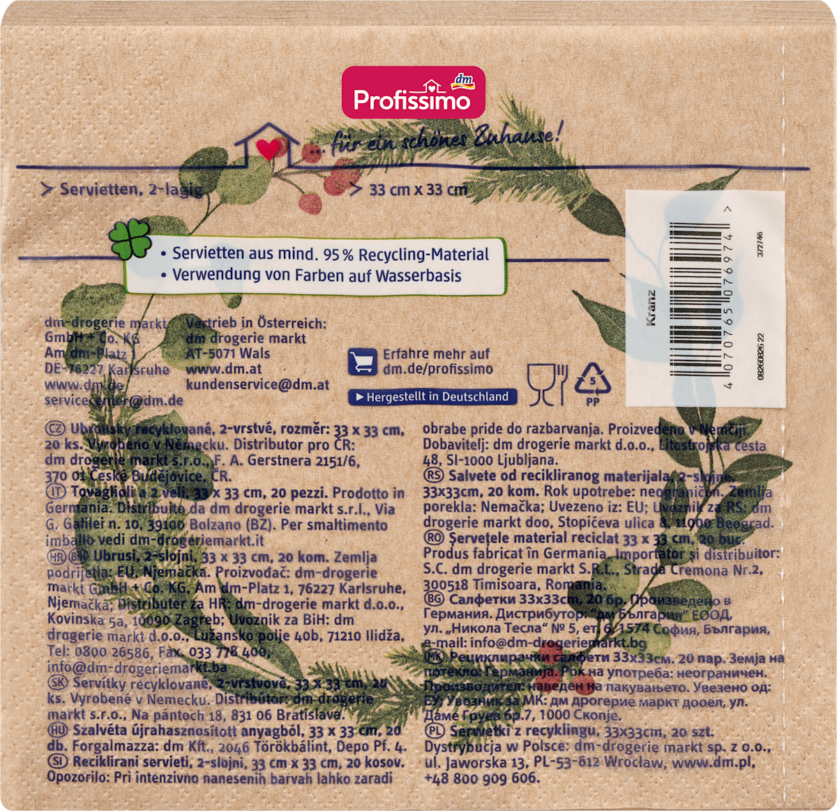 Profissimo Speiseserviette-Recycling Kranz 33x33cm, 20 St