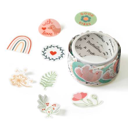 Sticker Washi op rol 13 designs, 1 stuk