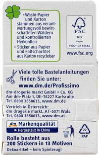 Sticker Washi op rol 13 designs, 1 stuk