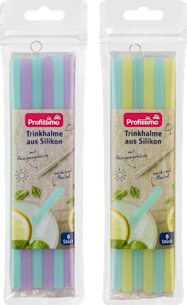 Siliconen drinkrietjes, 6 stuks