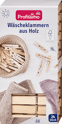 Wäscheklammern aus Holz, 24 St