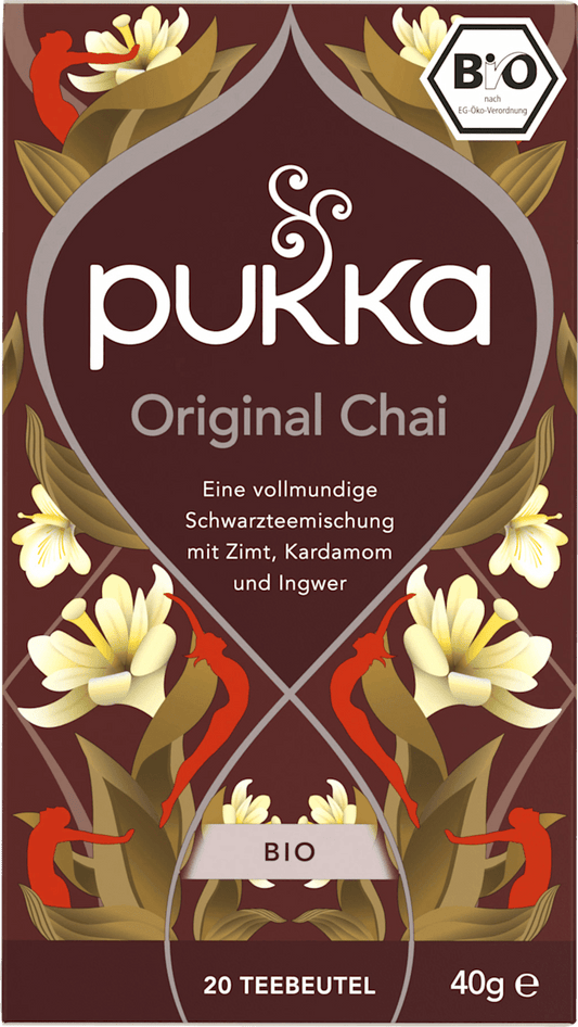 pukka Gewürztee Original Chai mit Zimt, Kardamom und Ingwer (20 Beutel), 40 g