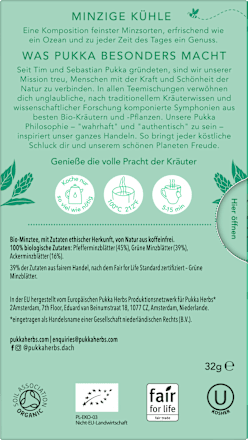 Kruidenthee "Three Mints" met pepermunt, groene munt en akkermunt (20 theezakjes), 32 g