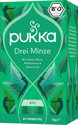 Kräutertee "Drei Minze" mit Pfefferminze, Grüner Minze & Ackerminze (20 Beutel), 32 g