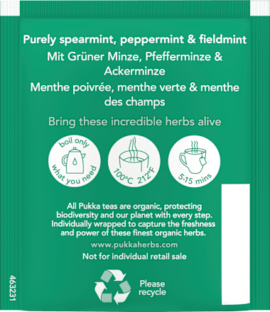 Kruidenthee "Three Mints" met pepermunt, groene munt en akkermunt (20 theezakjes), 32 g