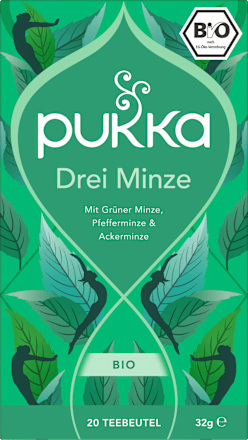 Kräutertee "Drei Minze" mit Pfefferminze, Grüner Minze & Ackerminze (20 Beutel), 32 g
