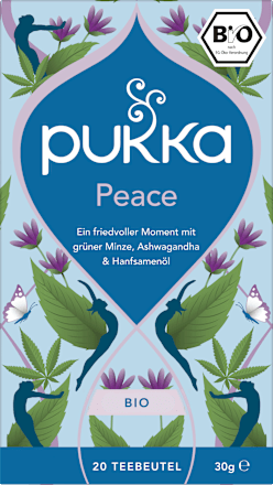 Kruidenthee "Peace" met groene munt, ashwagandha en hennepolie (20 theezakjes), 30 g