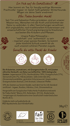 Kräutertee "Winterfreude" mit Ingwer, Rooibos, Orange & Sternanis (20 Beutel), 38 g