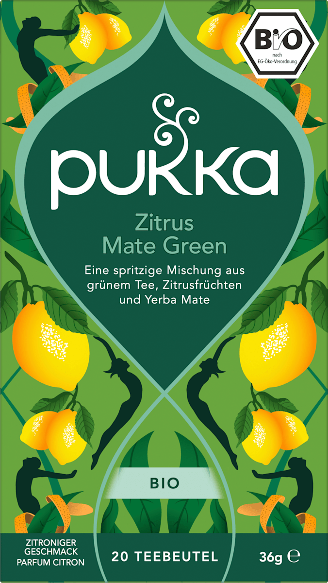 pukka Kräutertee, Zitrus Mate Green (20 Beutel), 36 g