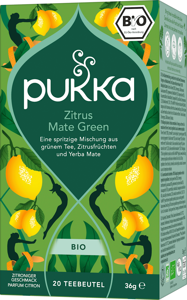 pukka Kräutertee, Zitrus Mate Green (20 Beutel), 36 g