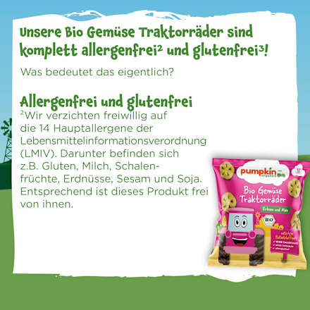 Kindersnack Gemüse Traktorräder Erbsen & Mais, ab 12. Monaten, 20 g