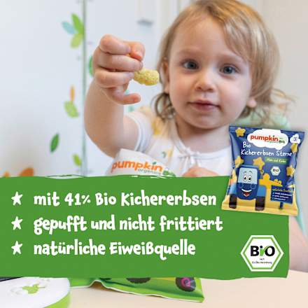 Kindersnack Kichererbsen Sterne mit Mais & Kürbis, ab 12 Monaten, 20 g