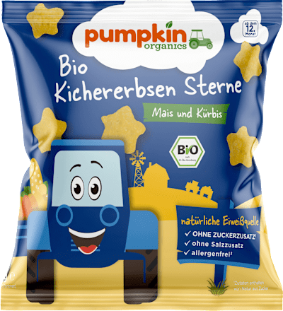 Kindersnack Kichererbsen Sterne mit Mais & Kürbis, ab 12 Monaten, 20 g