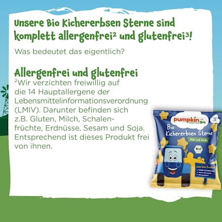 Kindersnack Kichererbsen Sterne mit Mais & Kürbis, ab 12 Monaten, 20 g