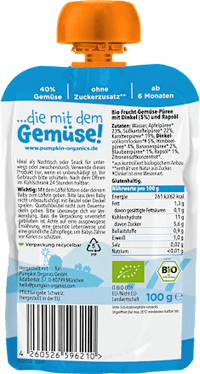 Quetschie Apfel, Süßkartoffel, Karotte, Dinkel & Himbeere ab 6 Monaten, 100 g