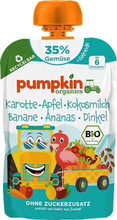 Quetschie Karotte, Apfel, Kokosmilch, Banane, Ananas & Dinkel ab 6 Monaten, 100 g