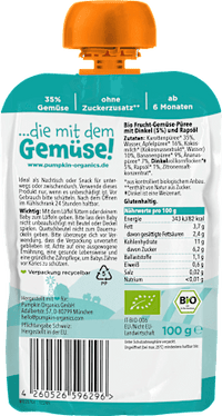 Quetschie Karotte, Apfel, Kokosmilch, Banane, Ananas & Dinkel ab 6 Monaten, 100 g