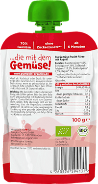 Quetschie Karotte, Birne, Süßkartoffel & Brokkoli ab 6 Monaten, 100 g