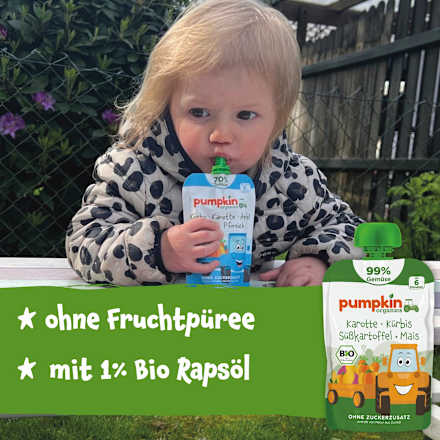 Quetschie Karotte, Kürbis, Süßkartoffel & Mais ab 6 Monaten, 100 g