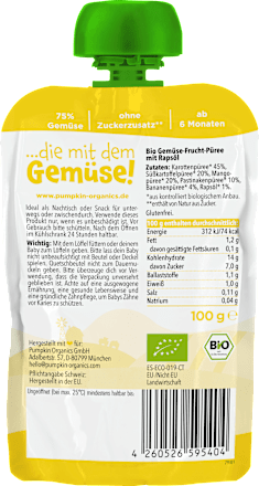 Quetschie Karotte, Süßkartoffel, Mango & Pastinake ab 6 Monaten, 100 g