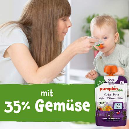 Quetschie Kürbis, Birne, Apfel, Pflaume, Hafer, ab dem 8. Monat, 100 g