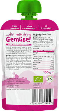 Quetschie Kürbis, Süßkartoffel, Birne, Banane & Blaubeere, ab 6 Monaten, 100 g