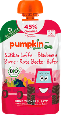 Quetschie mit Süßkartoffel, Blaubeere, Birne, Rote Beete & Hafer, ab dem 6. Monat, 100 g