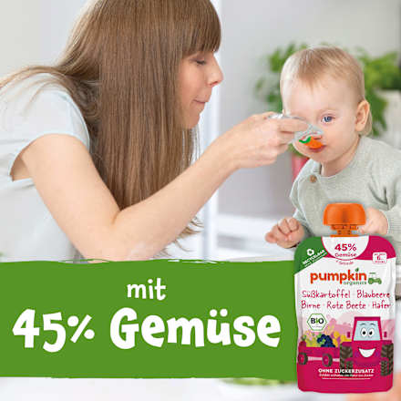 Quetschie mit Süßkartoffel, Blaubeere, Birne, Rote Beete & Hafer, ab dem 6. Monat, 100 g